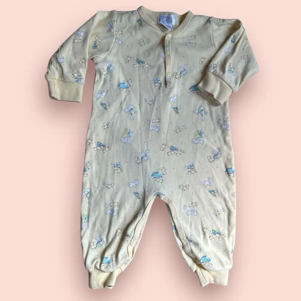 Vtg Sleeper Coverall Baby 12 Months Yellow One Piece Children’s Place Duck Bunny